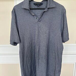 Brooks Brothers Men's Navy Fine Stripped Short Sleeve Polo Original FIt Medium